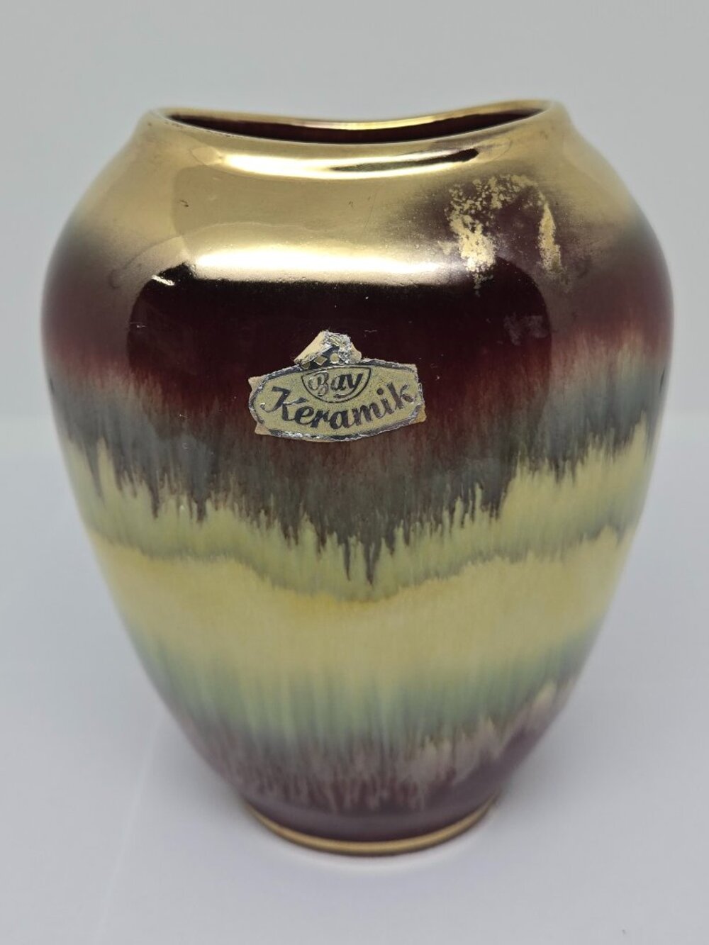 Bay Keramik Vase,  520/12, West Germany, 1959-1961, Drip Glaze